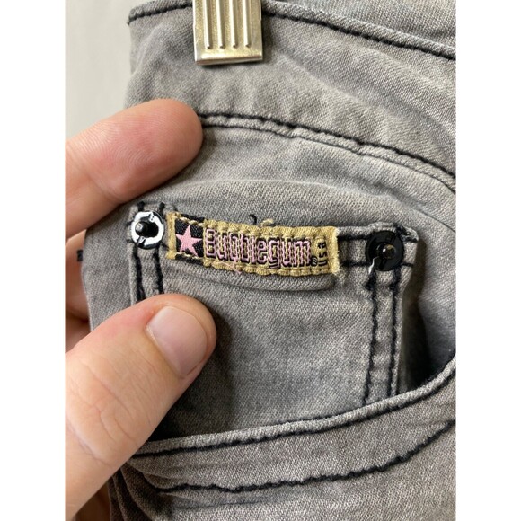 Bubble Gum USA Girls Denim Skinny Jeans Grey and Black 5 Pocket Size 7/8 X 31 - Picture 6 of 14
